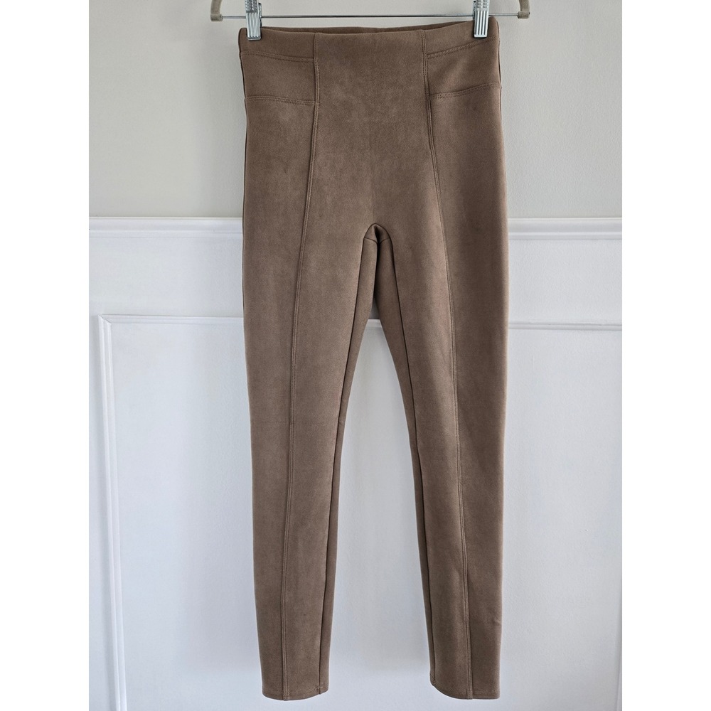 Spanx Faux Suede High Rise‎ Leggings Camel Brown Size Small Slimming